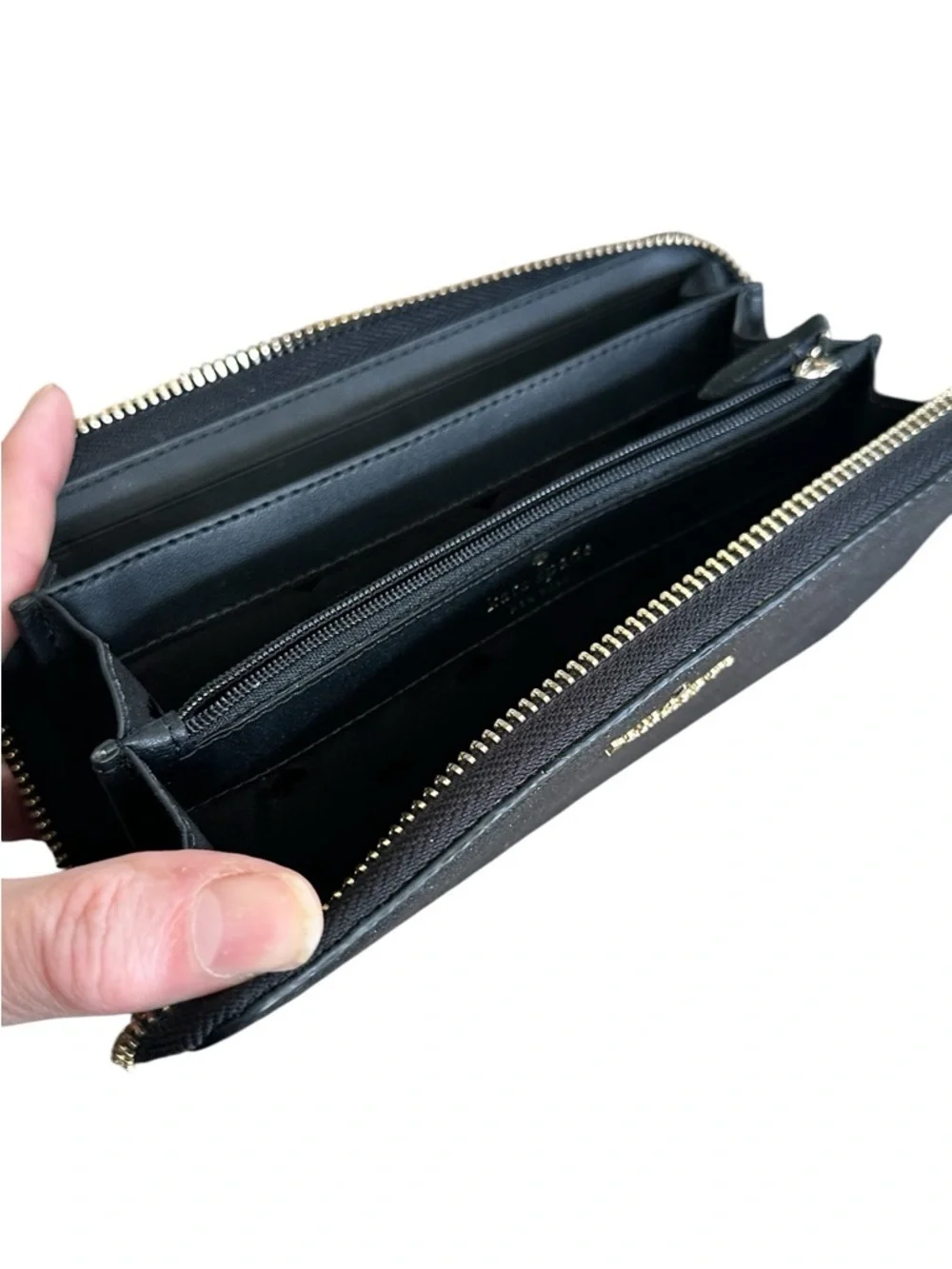 ✨ Kate Spade New York Black Glitter Zip-Around Wallet – Chic Everyday Glam